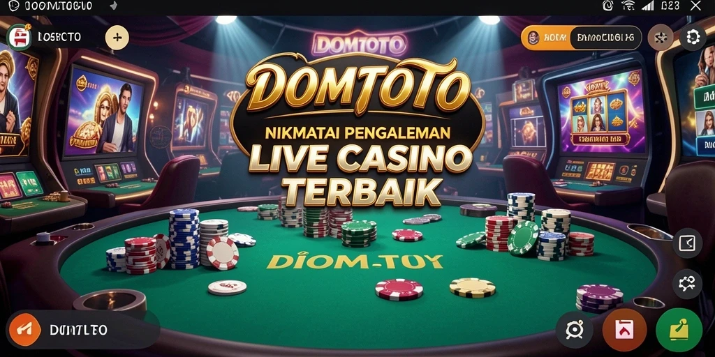 Screenshot DOMTOTO menampilkan dealer langsung dan gameplay interaktif.