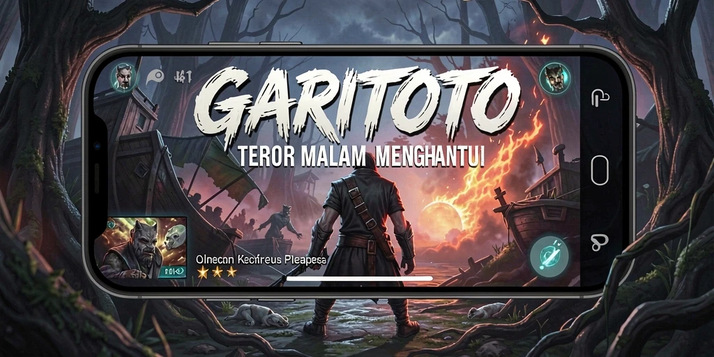 Screenshot menampilkan gameplay seram dari GARITOTO dengan suasana mencekam.