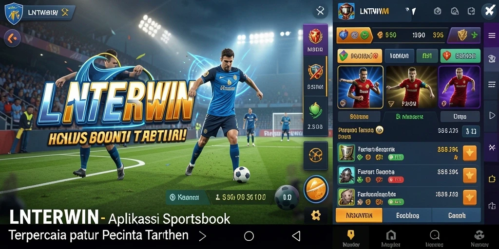 Screenshot LNTERWIN menampilkan antarmuka pengguna aplikasi Sportsbook yang intuitif.