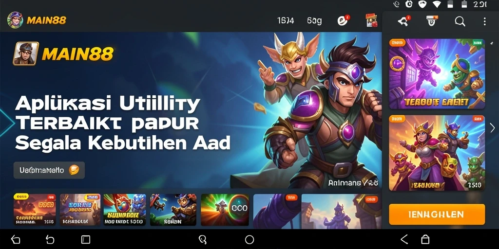 Screenshot utama aplikasi MAIN88 menunjukkan antarmuka pengguna yang bersih dan mudah digunakan.