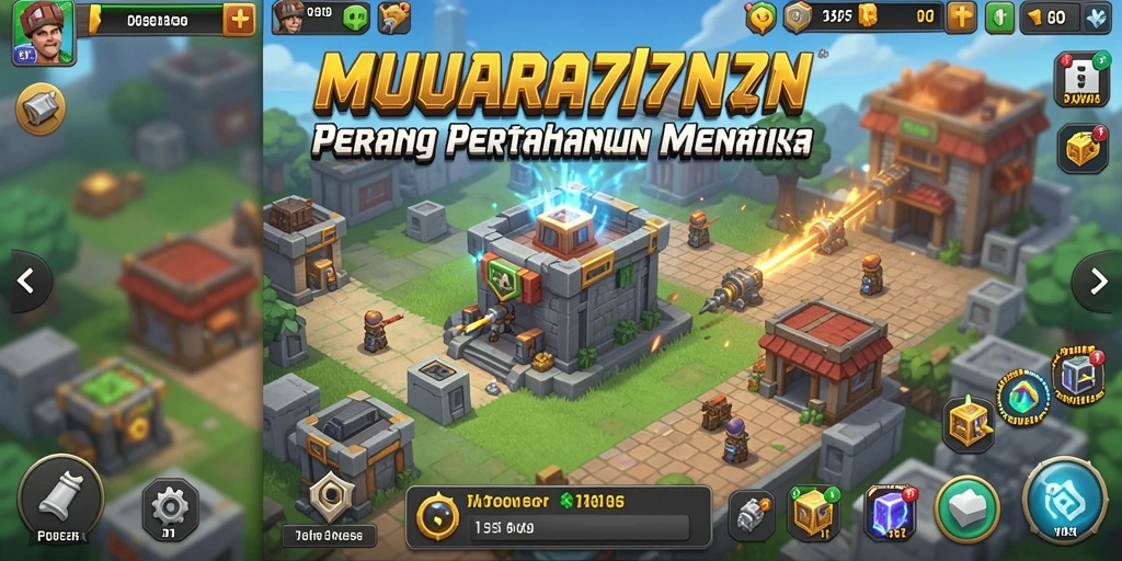 Tangkapan layar gameplay MUARA777 yang menampilkan serangan tower terhadap musuh.
