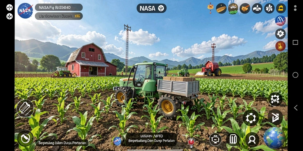 Screenshot gameplay NASA4D menampilkan aktivitas bertani yang seru.