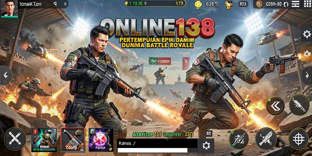 Tampilan seru gameplay Battle Royale di ONLINE138 dengan pertempuran intens.