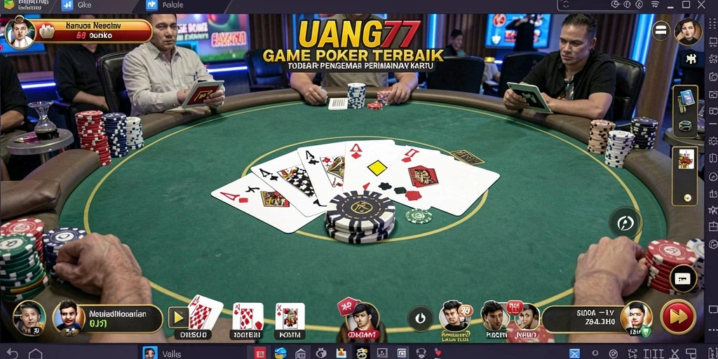 Tangkapan layar utama UANG77 menunjukkan gameplay poker yang mendebarkan.